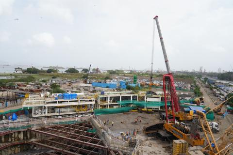 All 3 backup gantries shifted near Launching Shaft & assembly works are in progress
