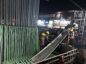 CP104 Pile cap concrete pouring in progress