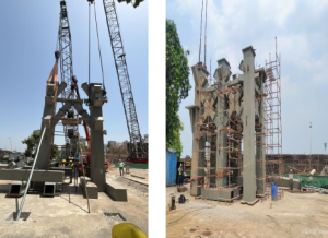 Structural steel columns assembly